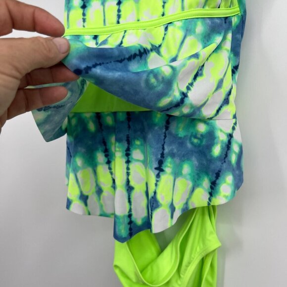 Justice swimsuit bathing suit girls size 16 two piece green blue - Picture 3 of 8